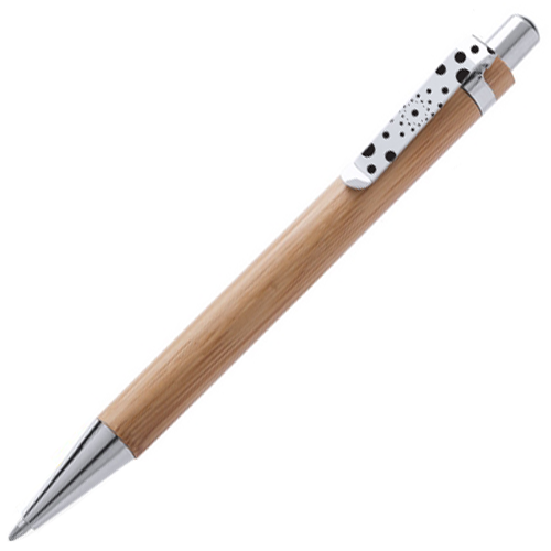 Elegante penna a sfera in bambù con meccanismo push-up e inchiostro blu - Berzo Demo