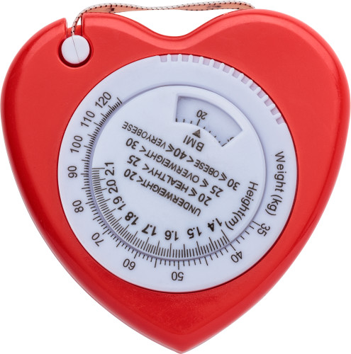 Nastro misuratore di BMI promozionale in plastica con tasto di arresto bianco - Brienno