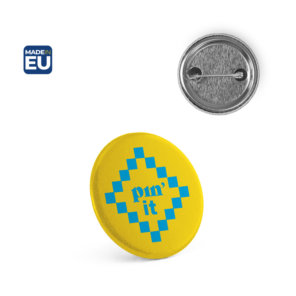 Spilla Button P'IN 3 con spillo personalizzata, ø38 mm