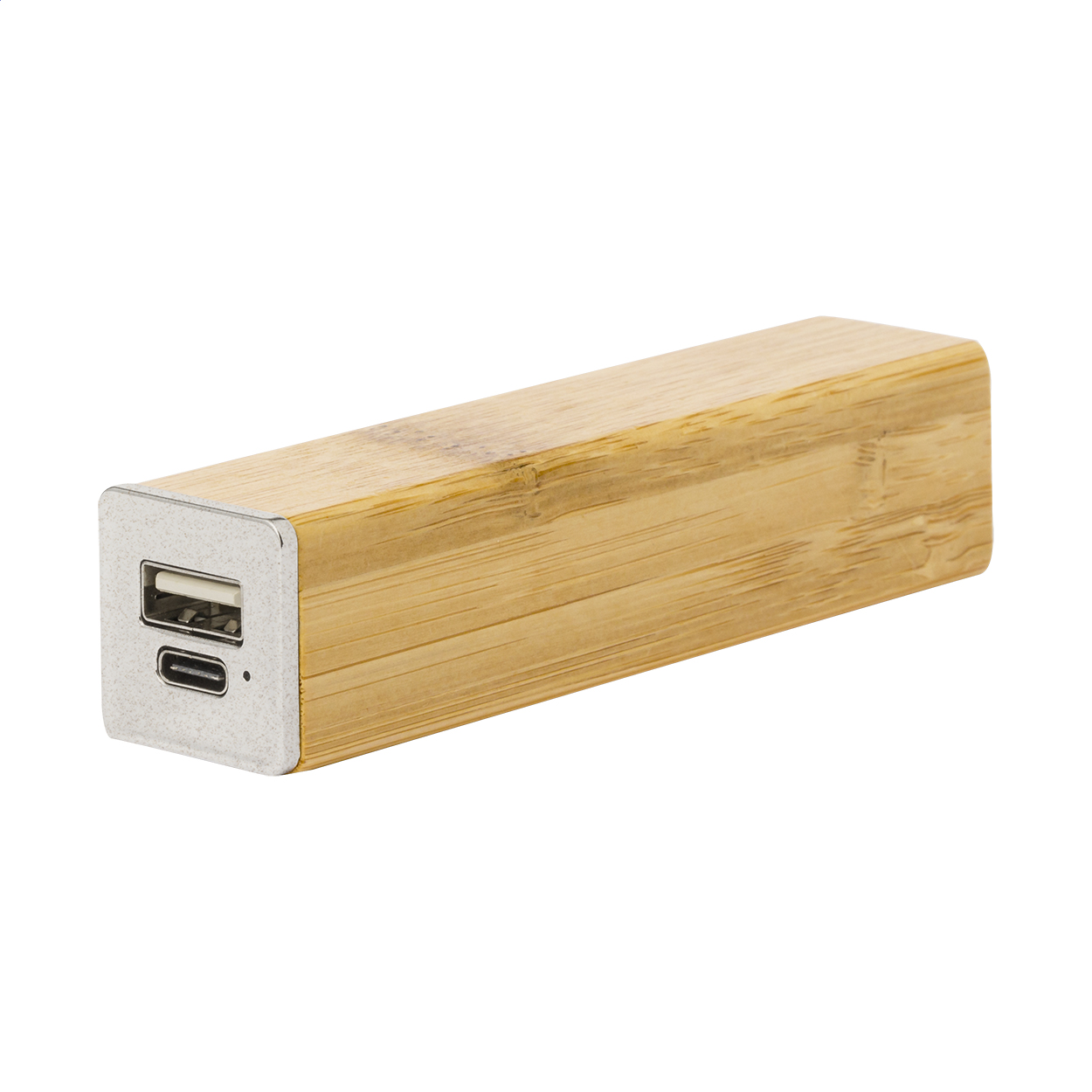 Power bank Bamster in bambù e paglia di grano da 2200 mAh con il tuo logo stampato con logo
