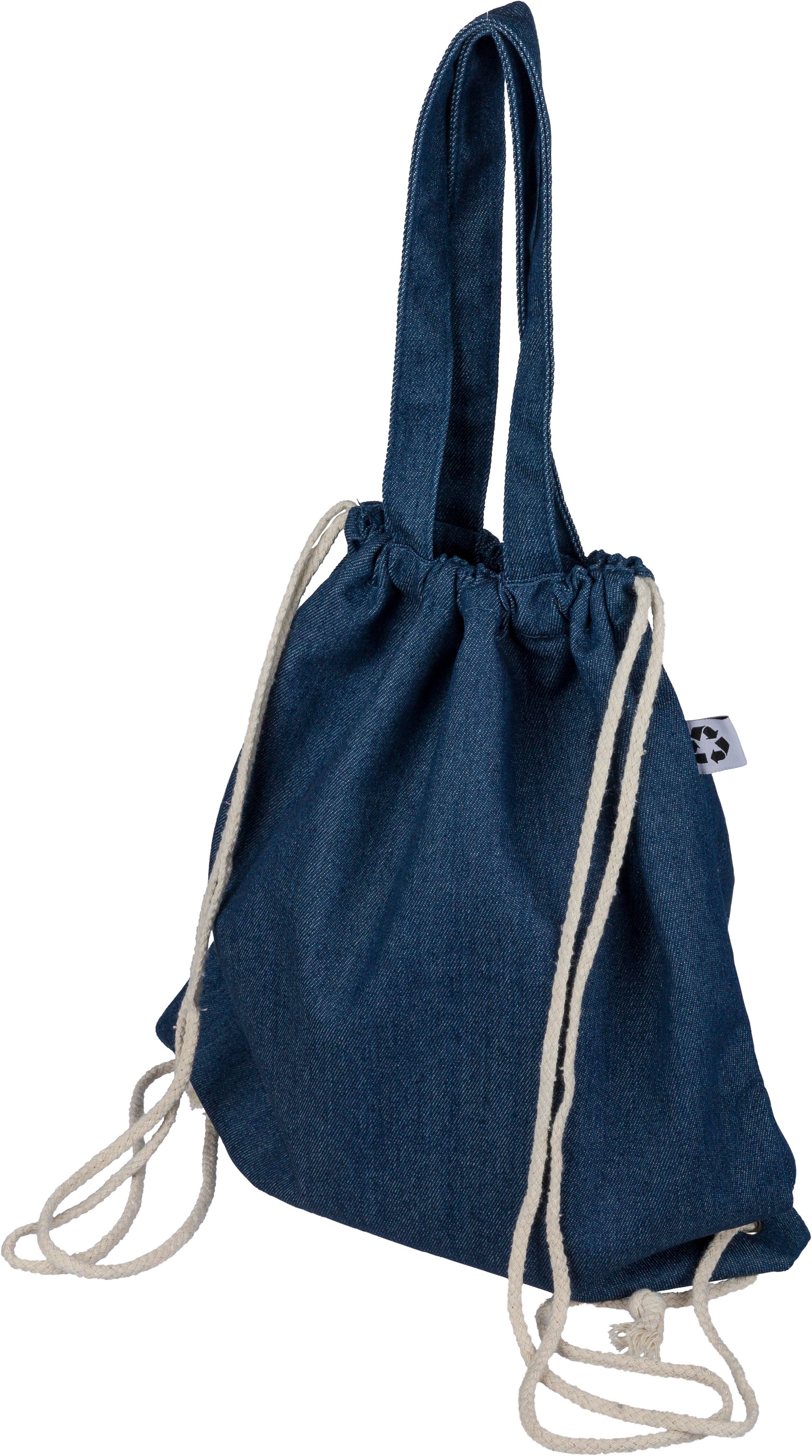 Borsa con Coulisse in Jeans Riciclato - Bastida de’ Dossi stampato con logo