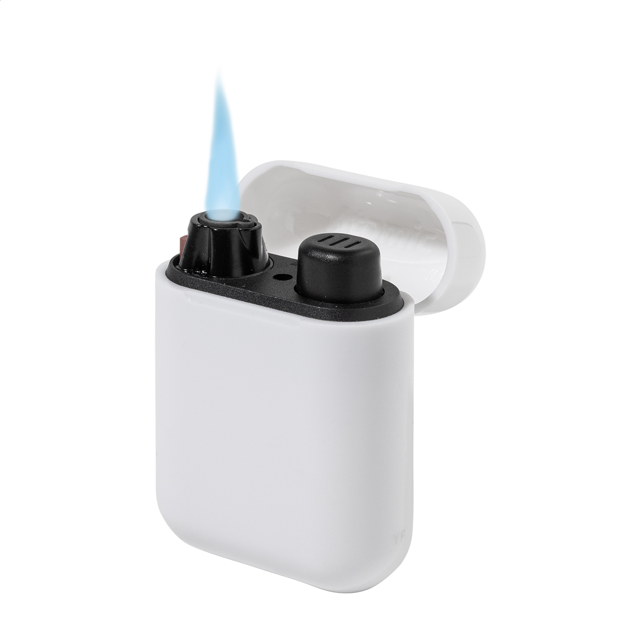 Accendino jet Podlight personalizzato con custodia stile auricolari stampato con logo