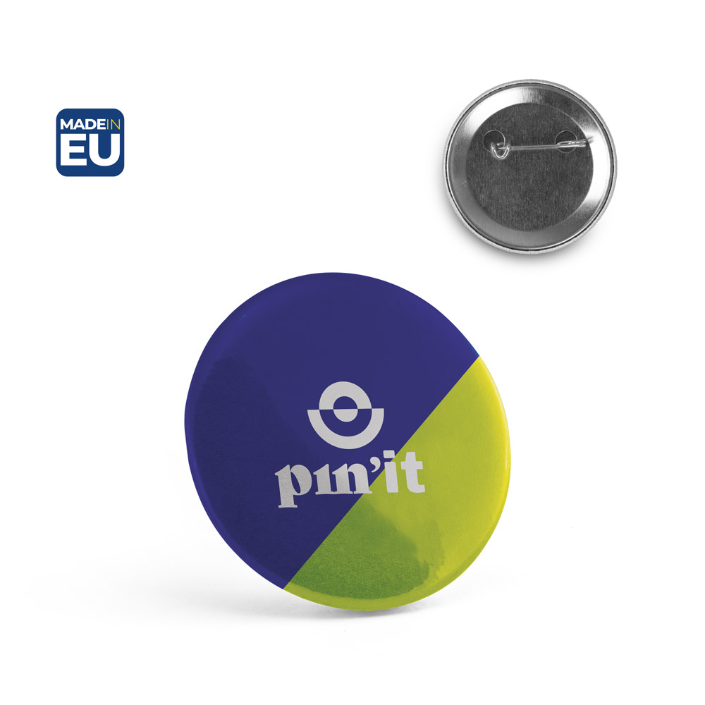 Spilla Button P'IN 6 con spillo personalizzata, ø50 mm