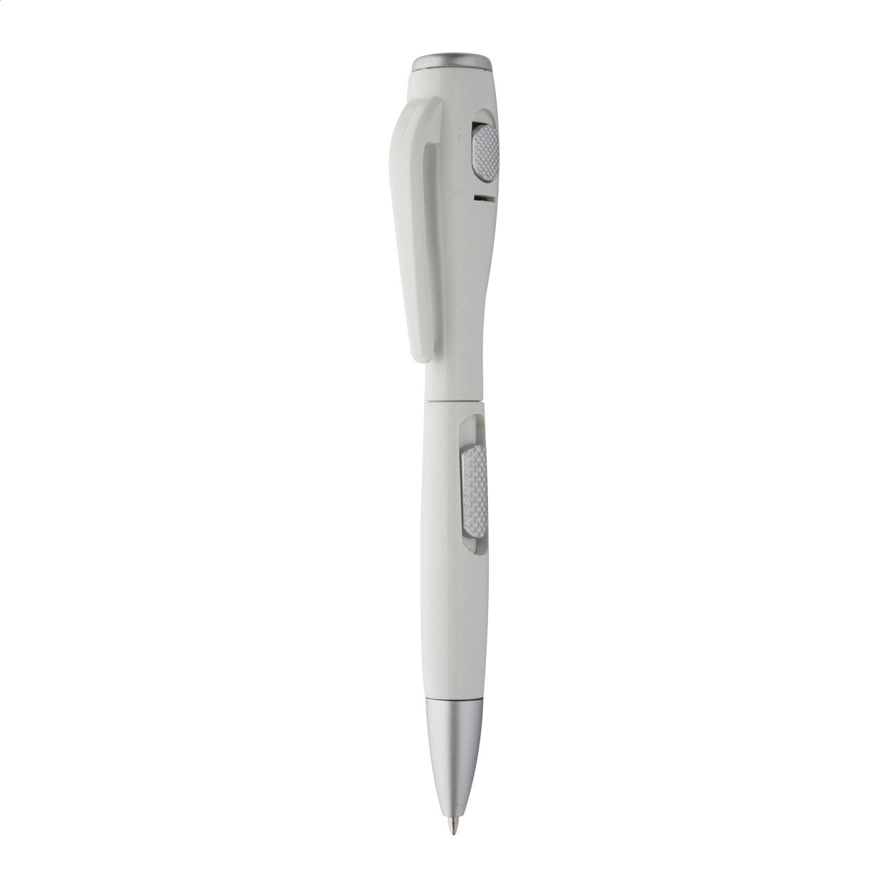 Penna a sfera Docnote con torcia LED e refill blu, con il tuo logo stampato con logo