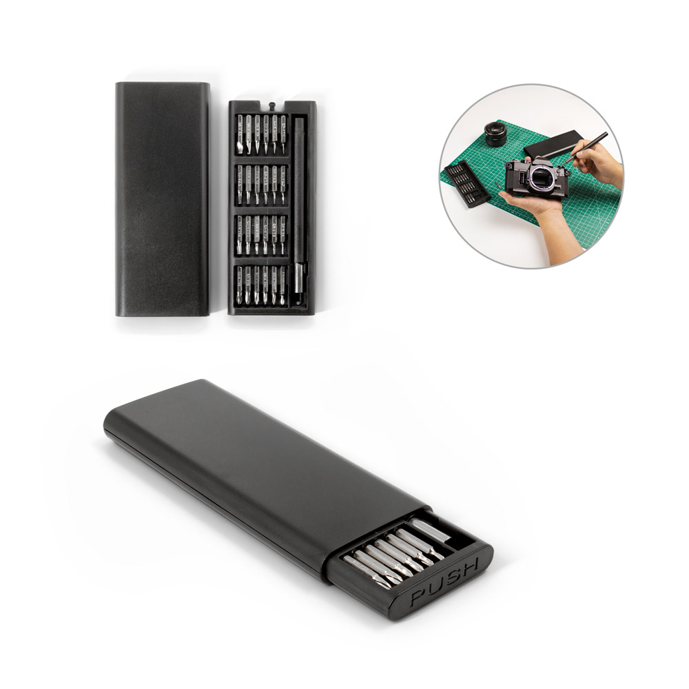 Set di cacciaviti ATOM con diverse punte magnetiche in acciaio al carbonio