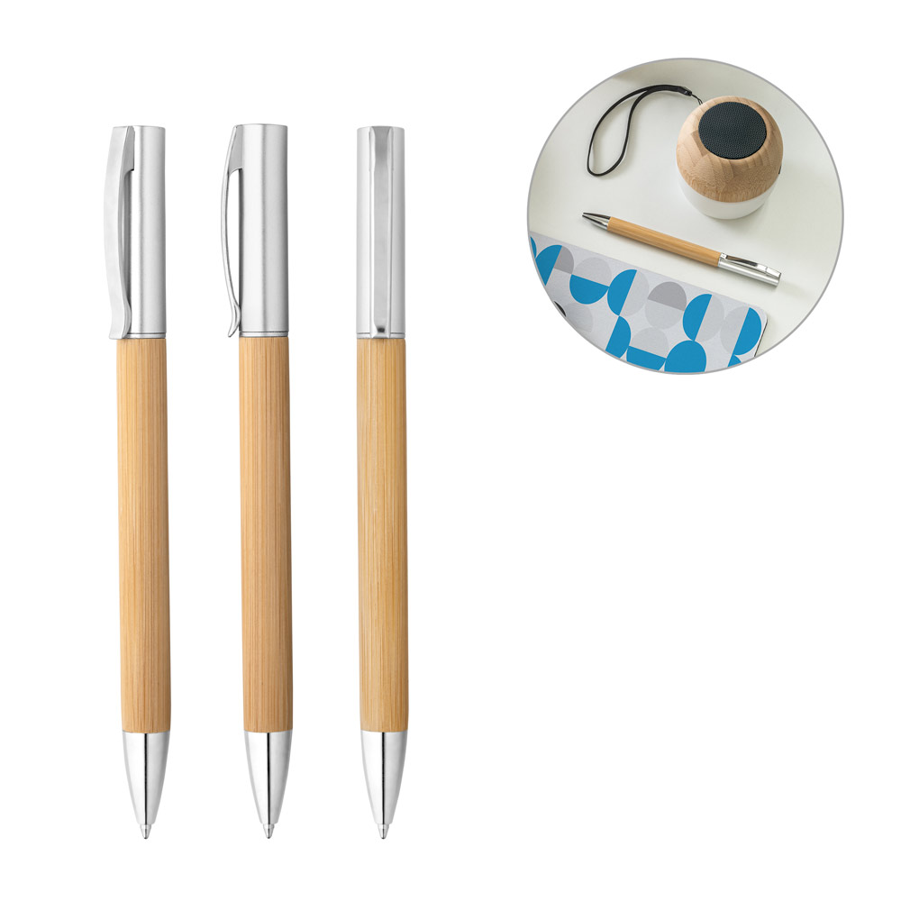 Penna a Sfera in Bambù a Scatto
