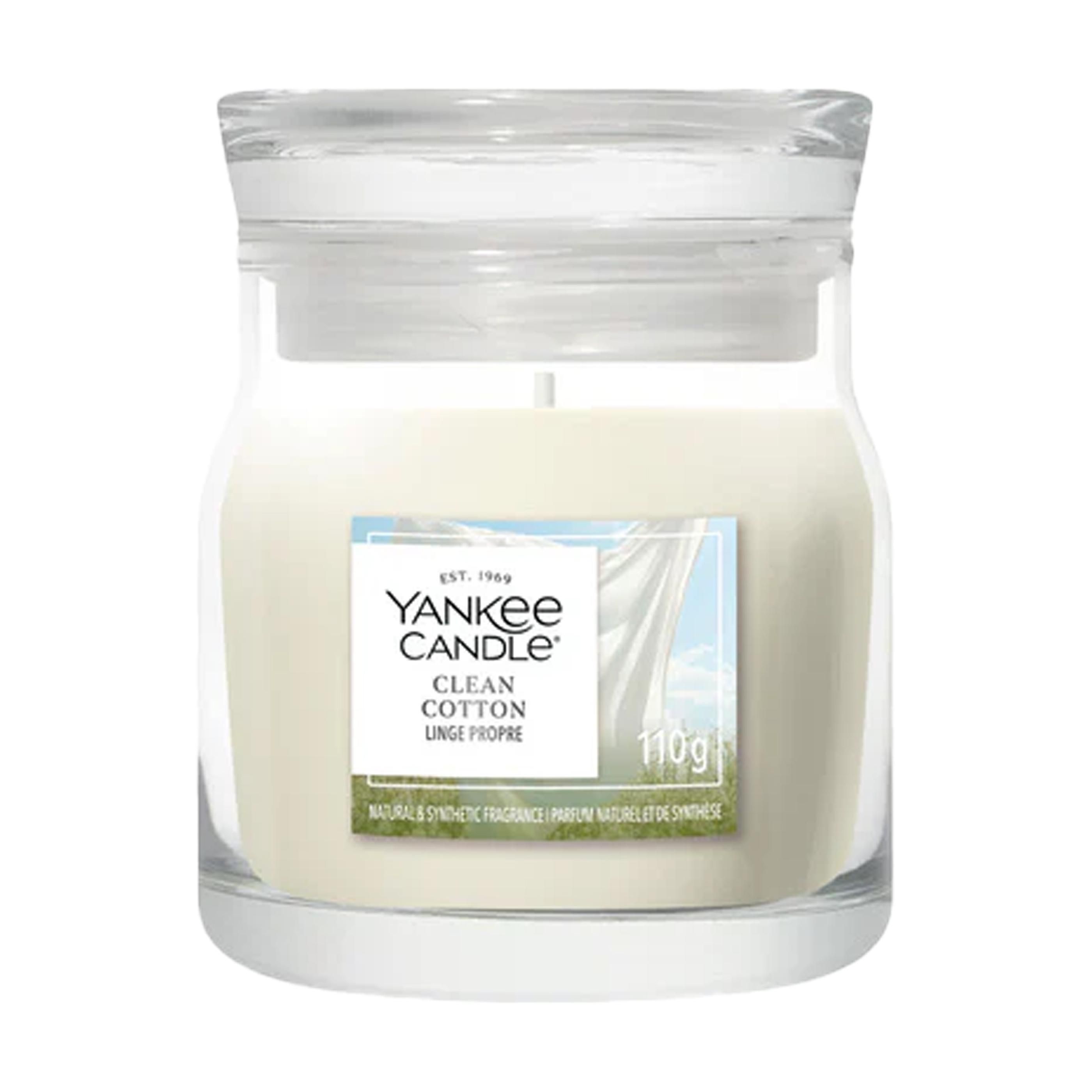 Candela profumata Yankee Candle Clean Cotton in giara piccola di vetro