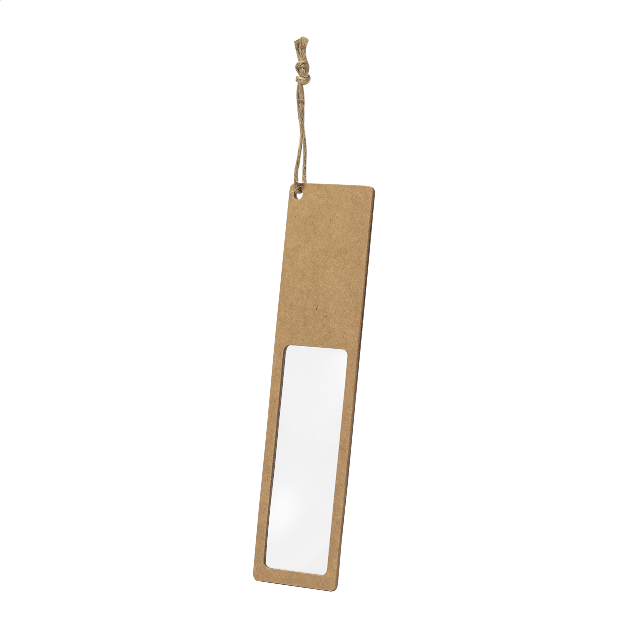 Segnalibro con lente Niffy in carta riciclata con cordoncino e logo