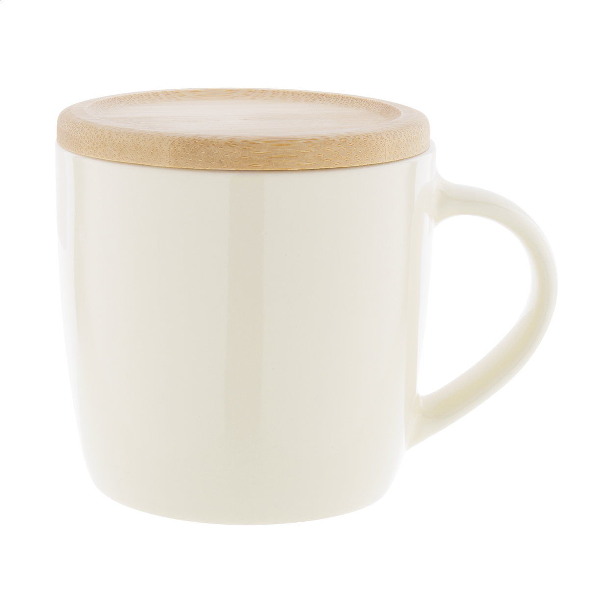 Tazza Hemera Plus in ceramica colorata con sottobicchiere bambù, 370 ml