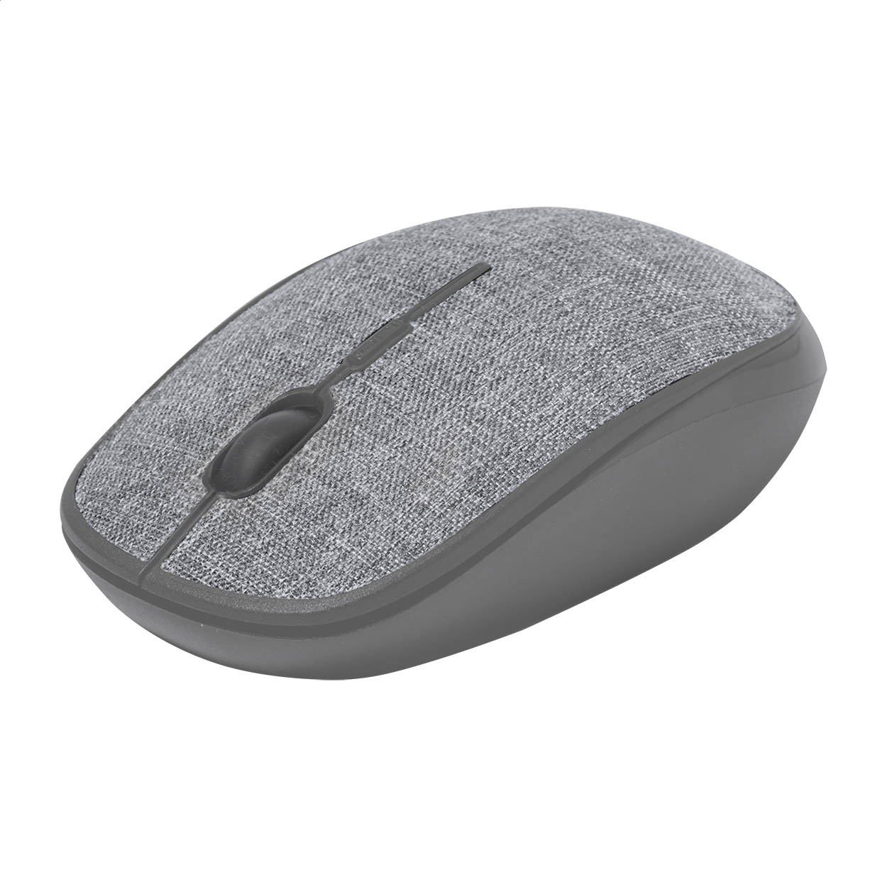 Mouse ottico wireless Caret con scocca rivestita in RPET e logo stampato con logo