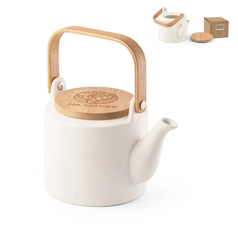 Teiera in ceramica con coperchio in bambù 700ml - Sant'Agata Feltria