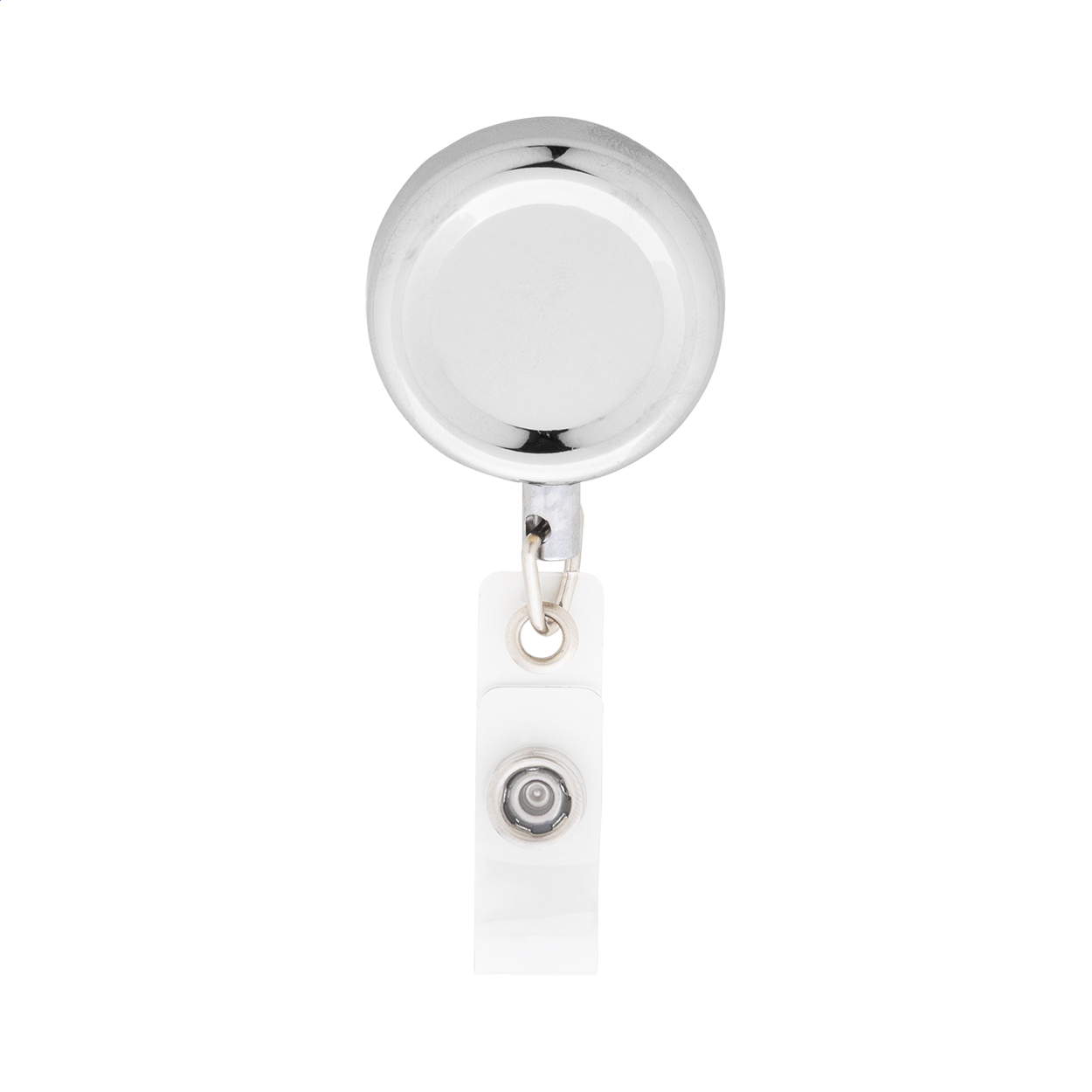 Porta badge Backstage personalizzato in metallo lucido con cordino e clip