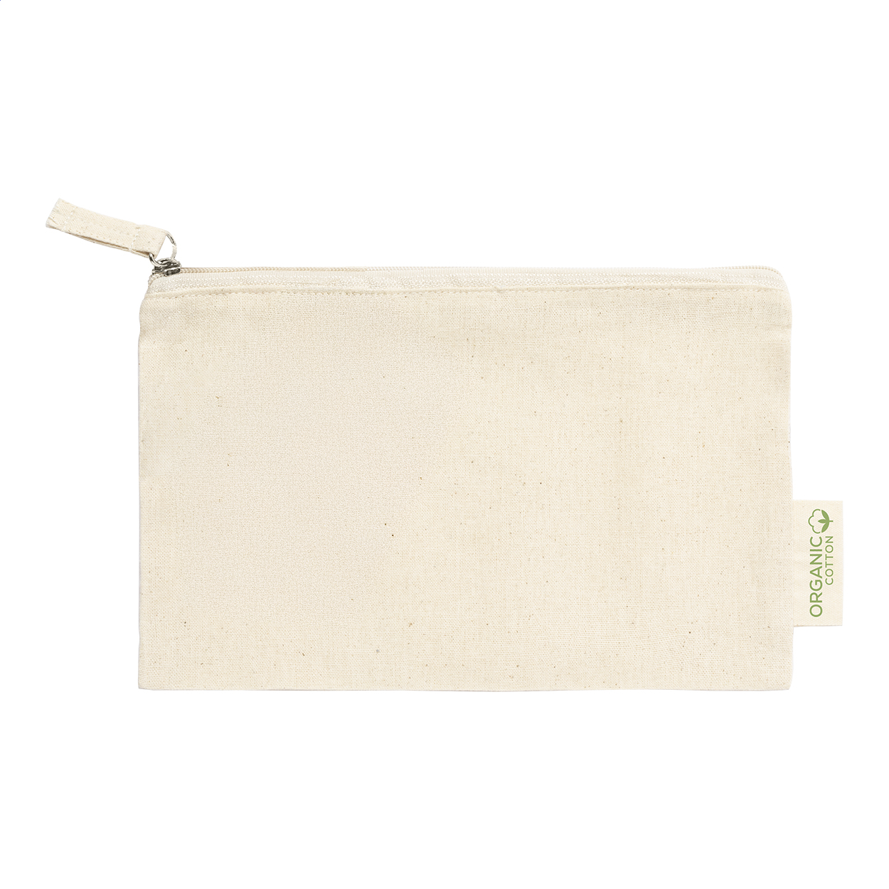 Pochette cosmetica Flora in cotone biologico 180 g/m² con logo stampato con logo