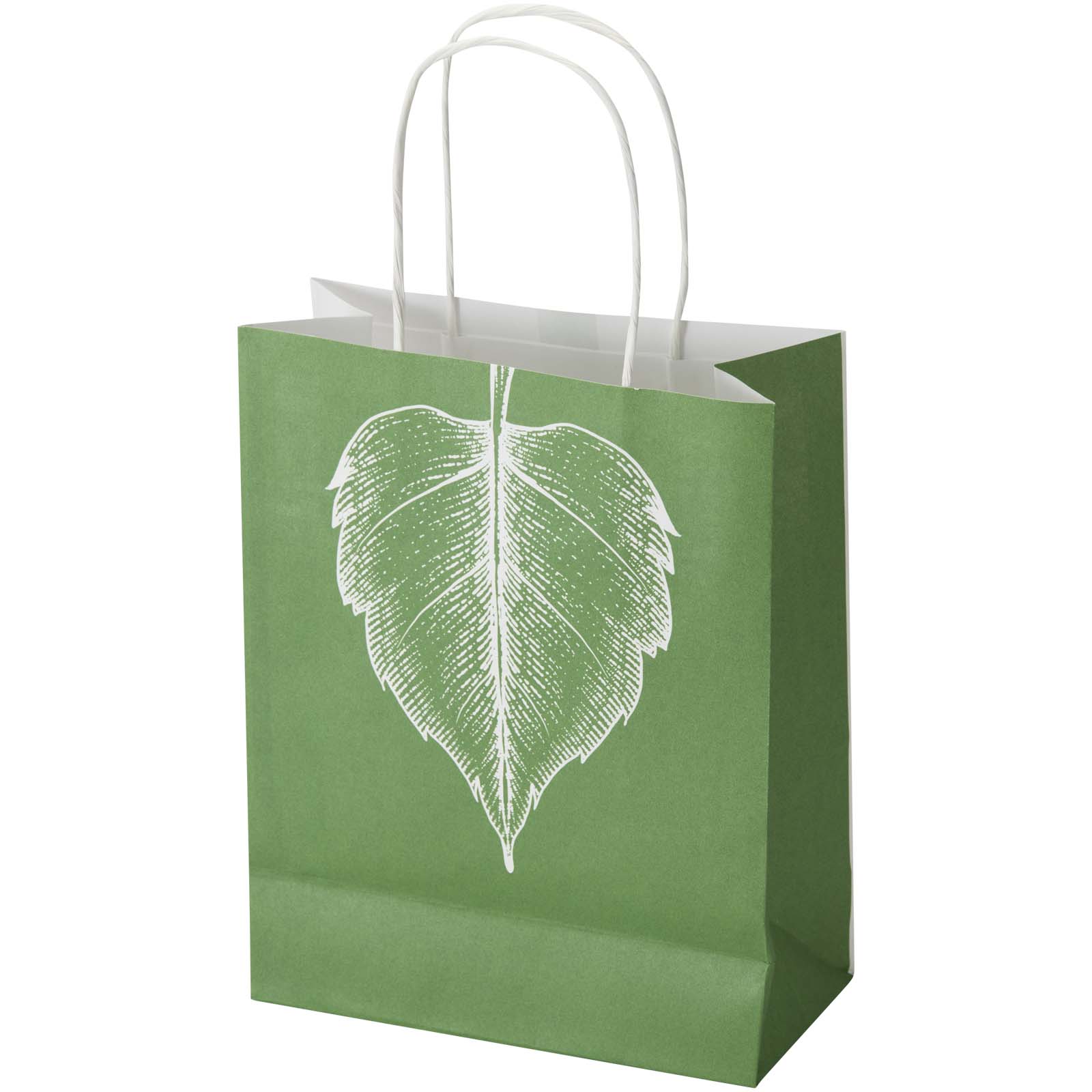 Shopper in carta kraft 120 g/m² con manici ritorti e logo, 18 x 9 x 23 cm stampato con logo