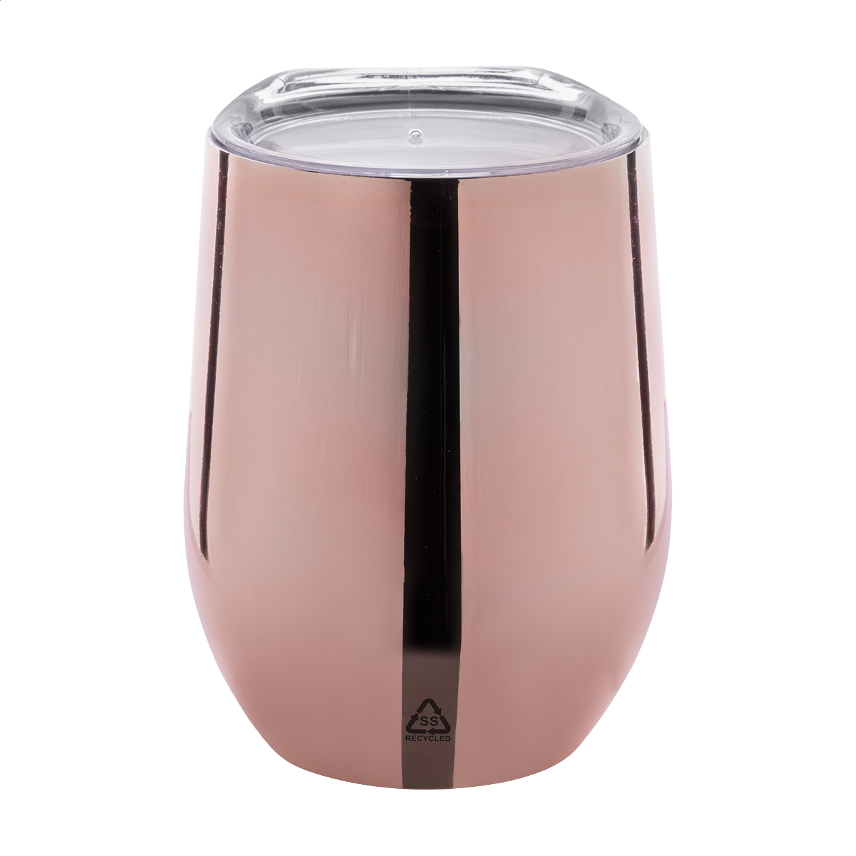 Bicchiere termico Rebby Oro in acciaio riciclato metallizzato lucido, 350 ml