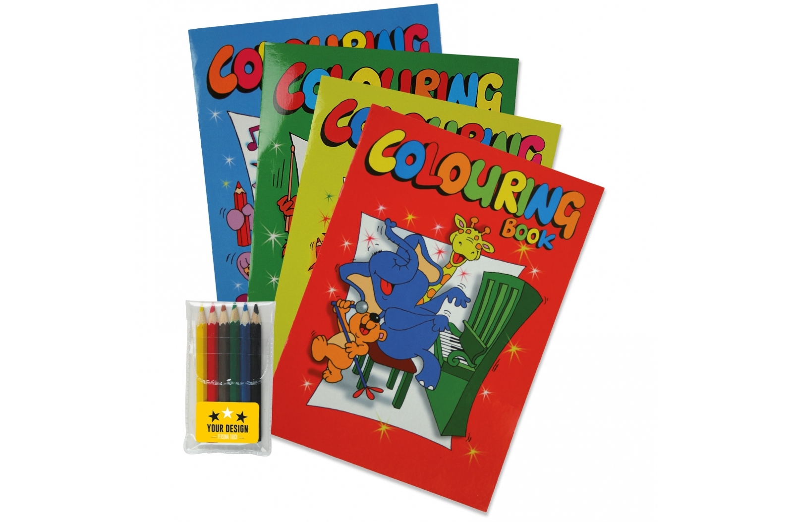 Libro da colorare A4 con matite colorate corte in borsa trasparente di polietilene - Fiesse