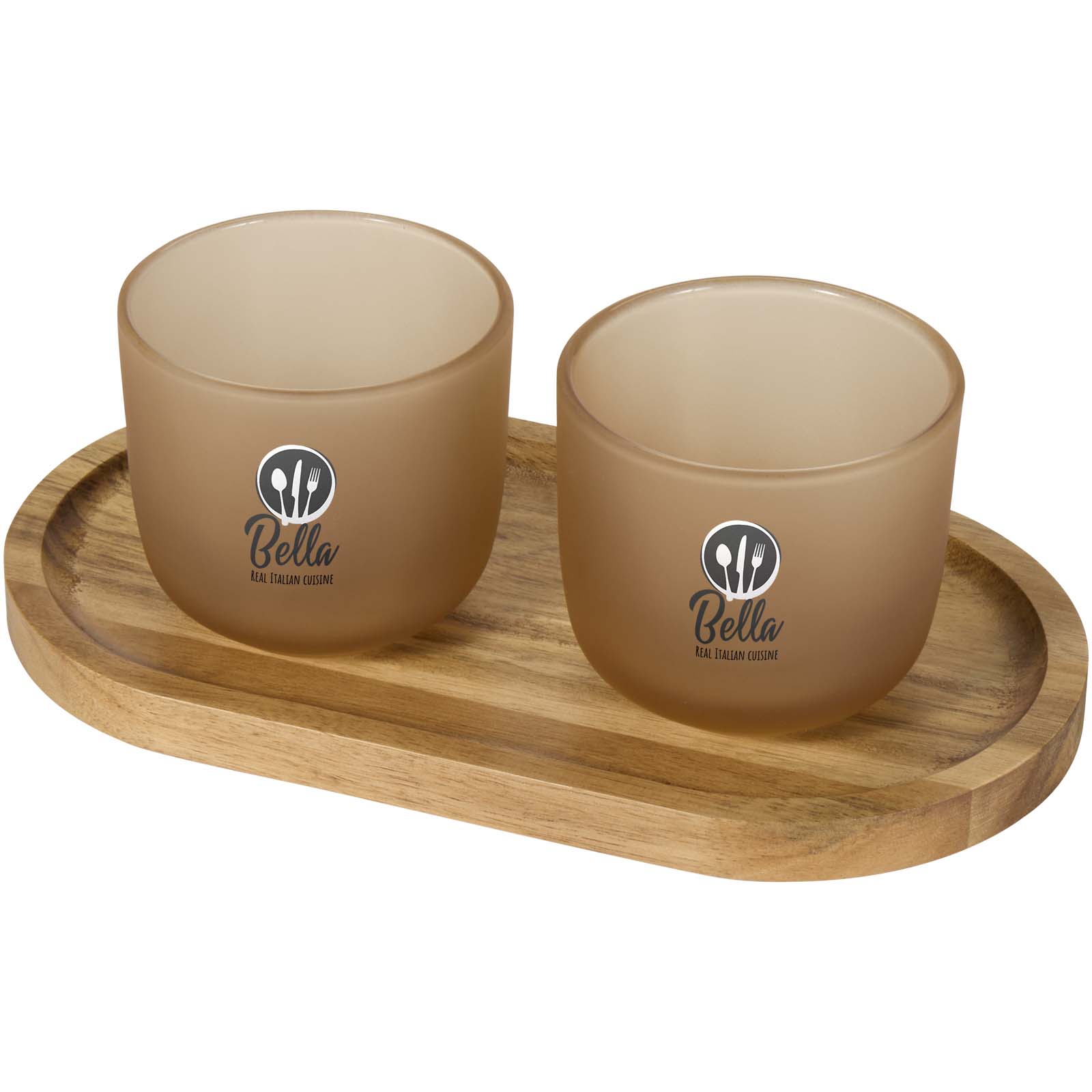 Set da servizio in legno e vetro elegante - Chiari stampato con logo
