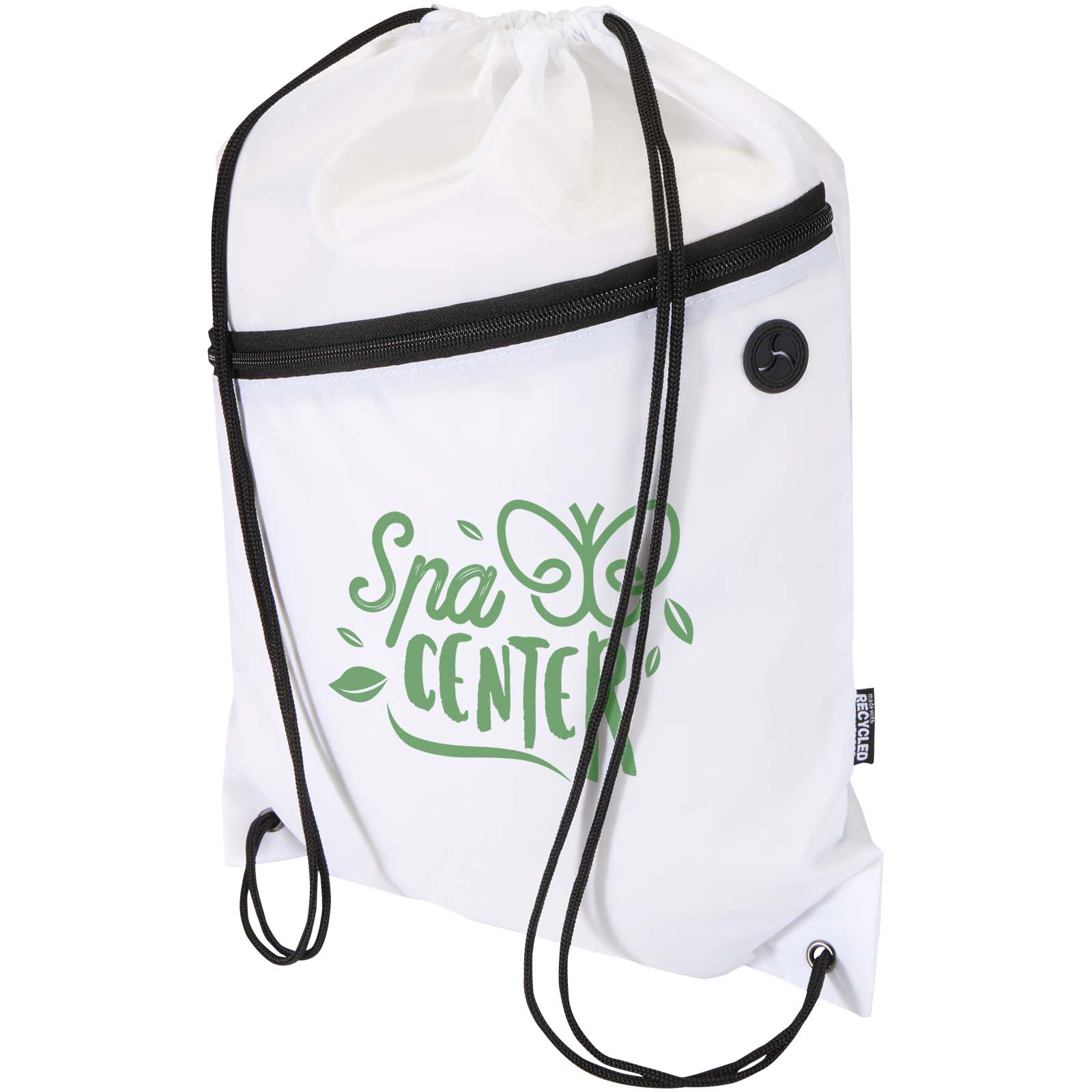 Borsa RPET Oriole con cordoncino e tasca frontale con cerniera, 5 litri