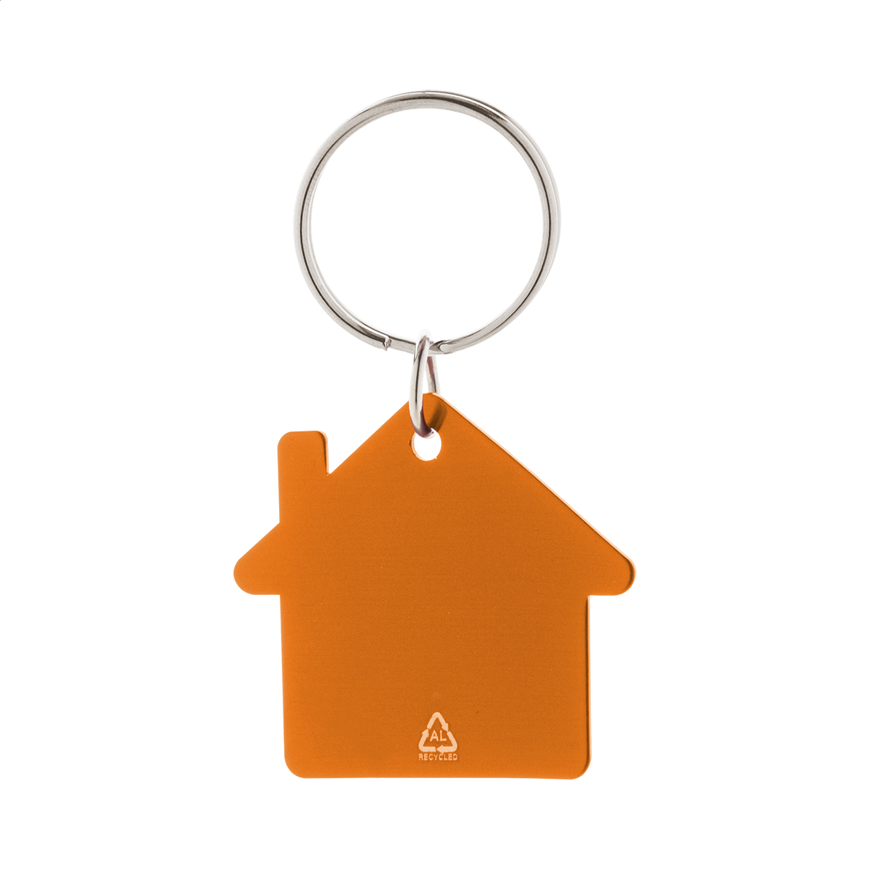 Portachiavi a forma di casa Ralhut personalizzato in alluminio riciclato stampato con logo