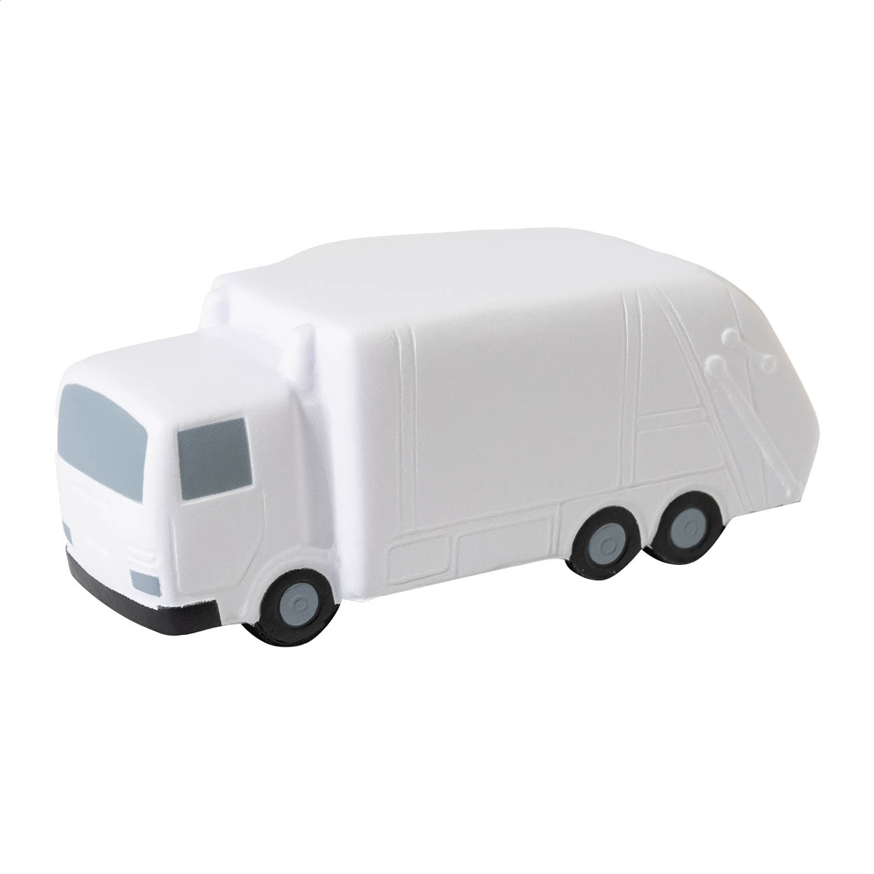 Antistress Binbud a forma di camion della spazzatura in schiuma PU con il tuo logo stampato con logo