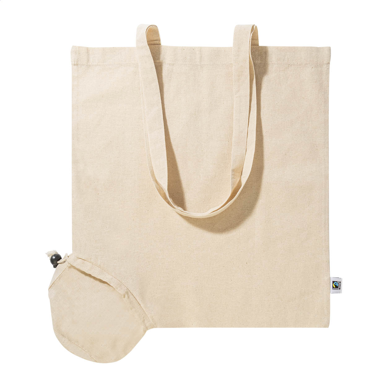 Shopper pieghevole Fershop Fold personalizzata in cotone Fairtrade 140 g/m² stampato con logo
