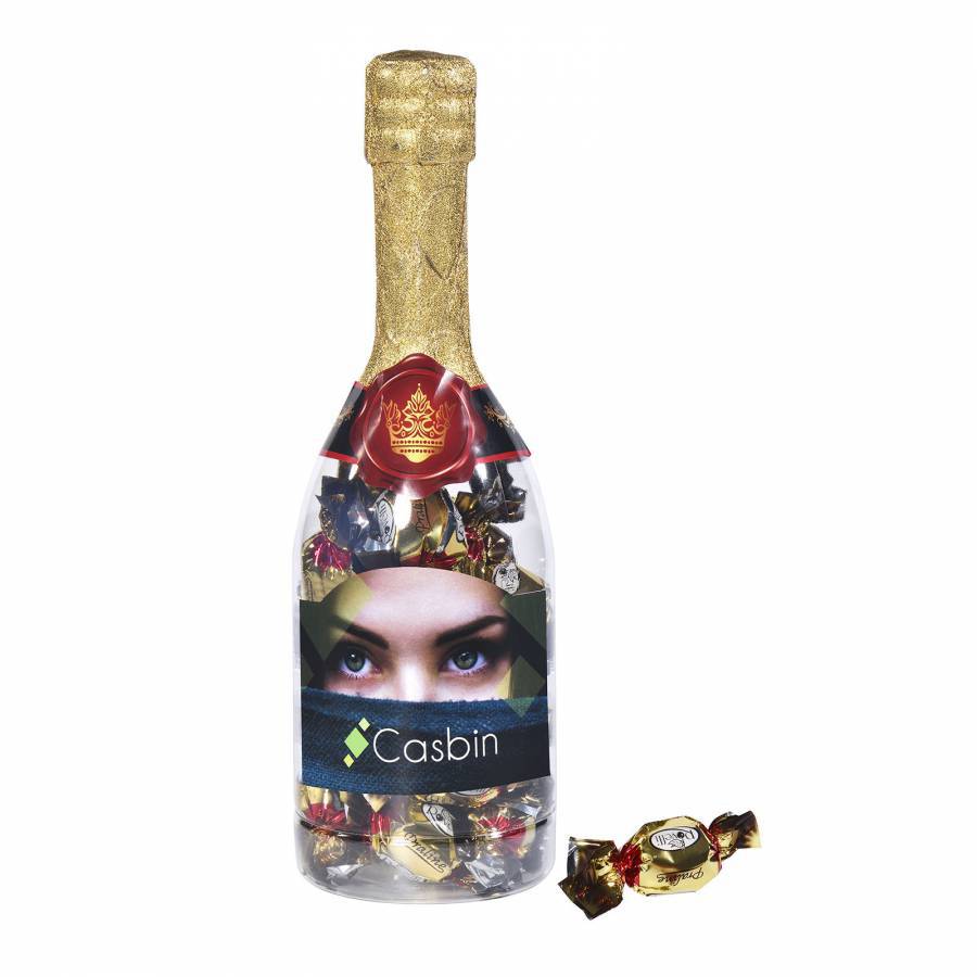 Bottiglia di champagne personalizzata con caramelle di cioccolato - Onyx