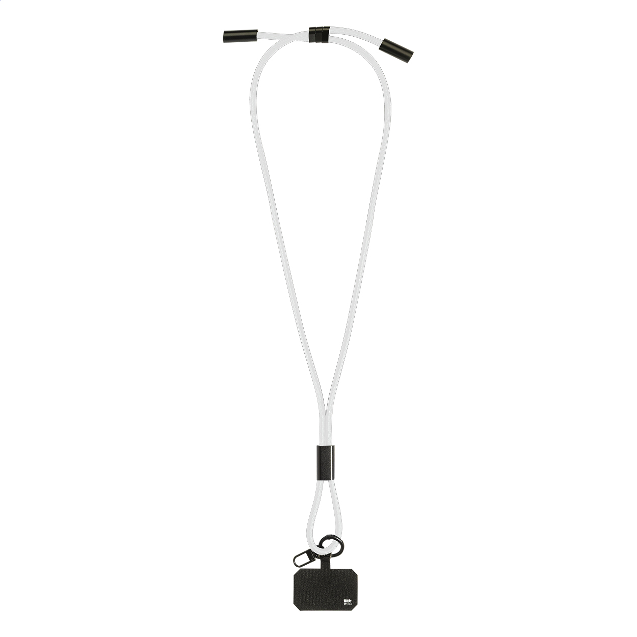 Laccio porta cellulare HolCharge in RPET con cavo USB-C 60W e logo stampato con logo