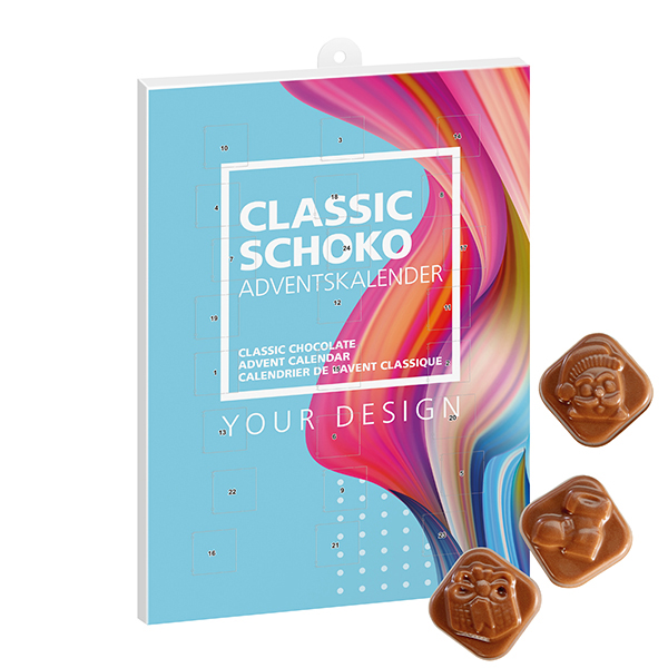 Calendario dell'Avvento al Cioccolato Classico (ritratto) - Correzzana stampato con logo