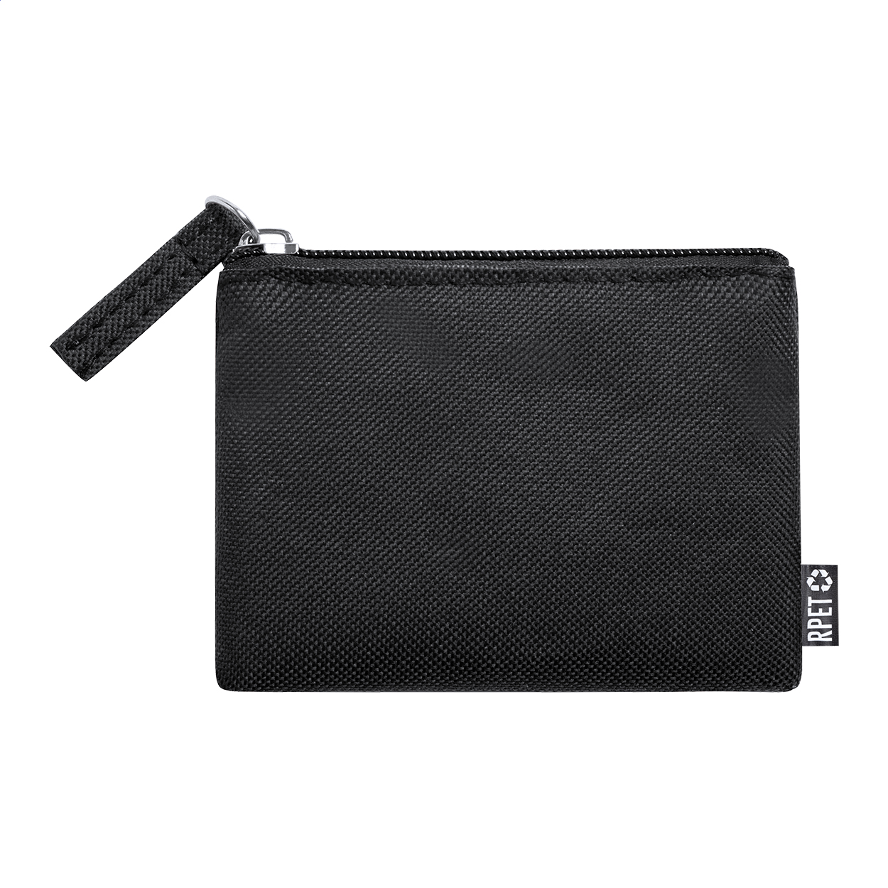 Portamonete con zip Dirham in poliestere RPET 600D con logo stampato con logo