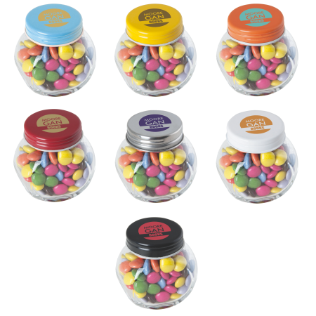 Piccolo barattolo di caramelle con coperchio colorato e Carletties - Bedizzole