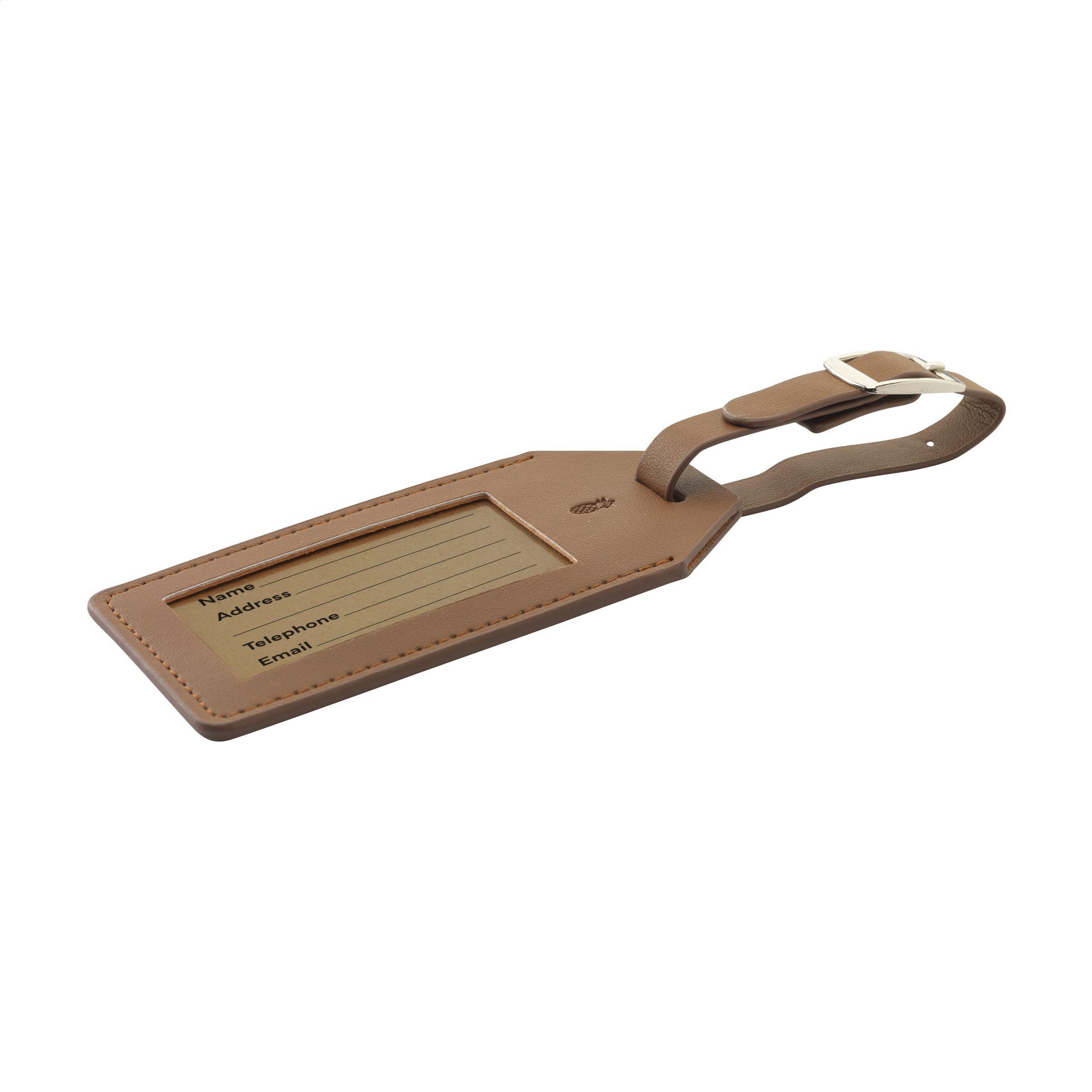 Etichetta per bagagli in pelle d'ananas vegana