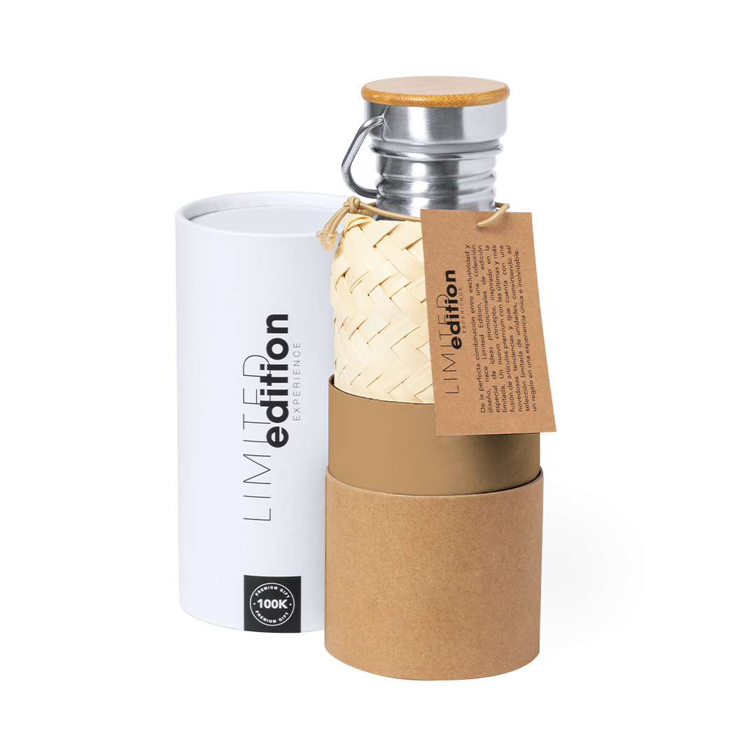 Bottiglia in acciaio inossidabile Eco-Design edizione limitata con base in bambù - Bertonico