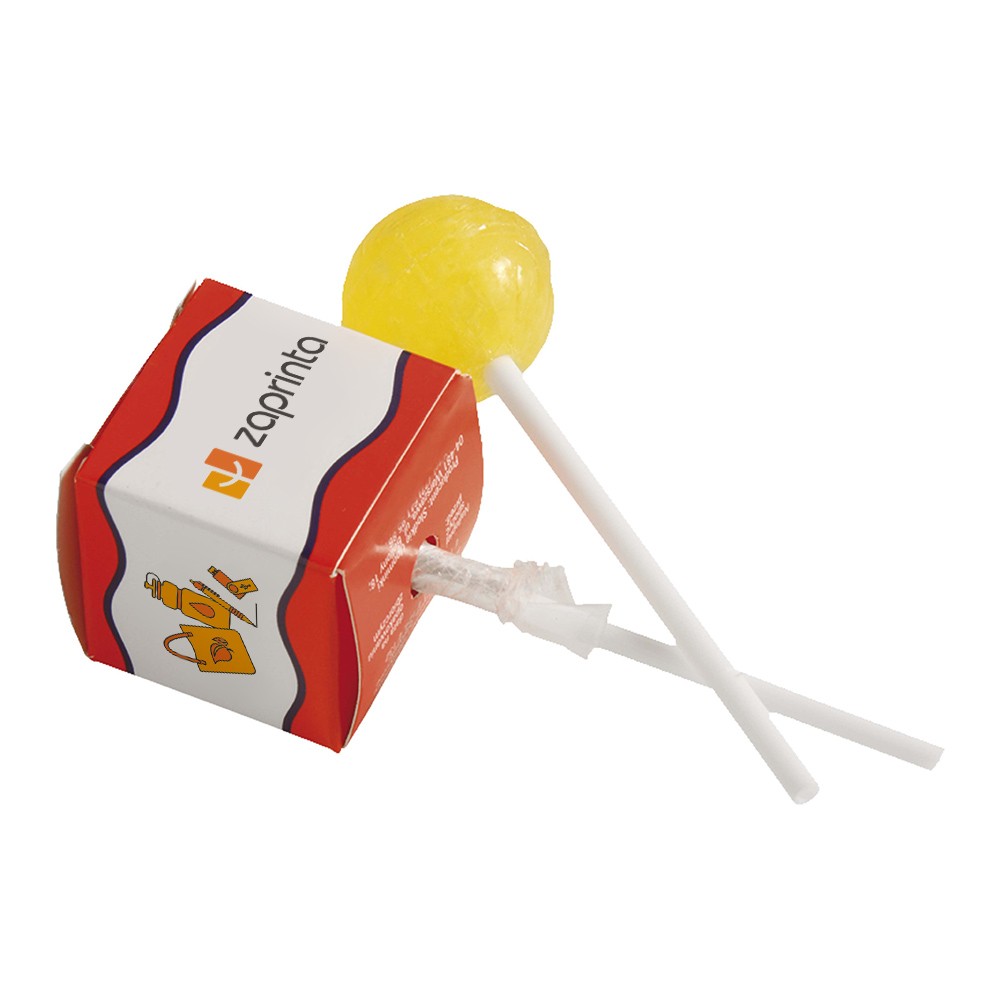 Lecca lecca di frutta assortita in scatola quadrata bianca - Cabiate