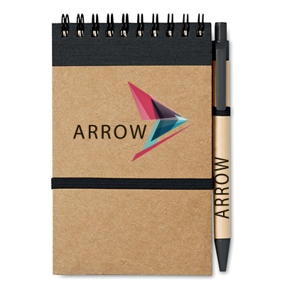 Recycled paper notebook + pen