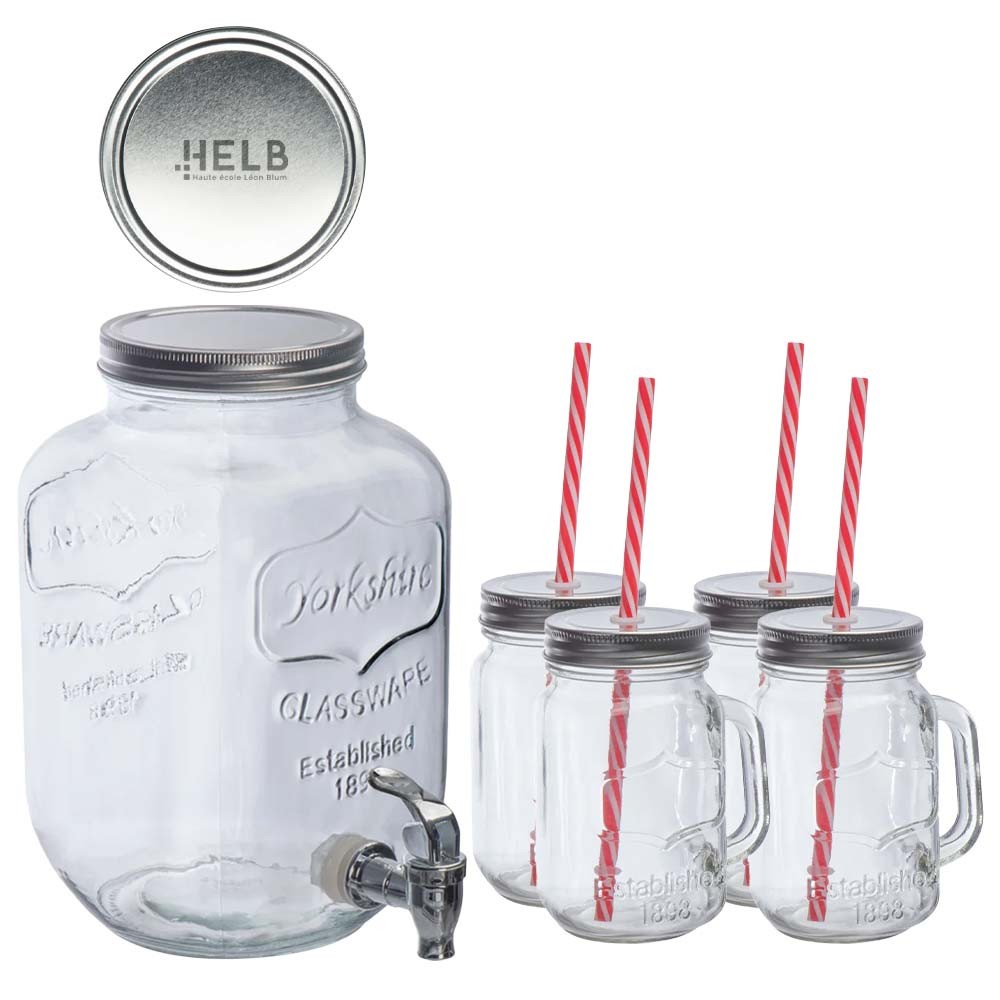 Set Dispenser di Bevande in Vetro Stagionale stampato con logo