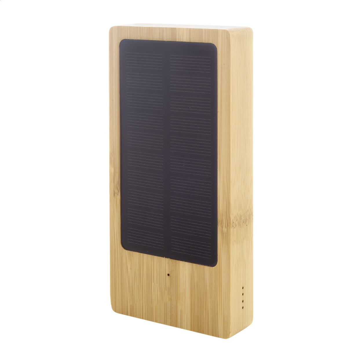 Power bank solare Sunster personalizzato in bambù, batteria 8000 mAh