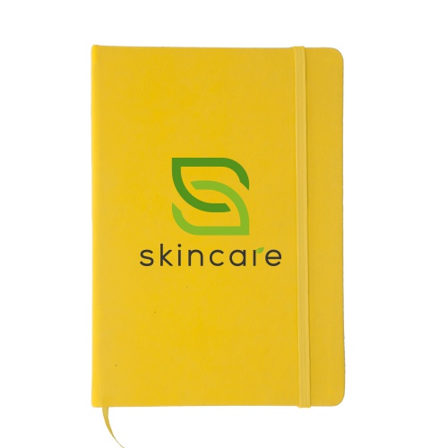 Taccuino in pelle PU soft-touch con elastico e segnalibro in tessuto - Bione