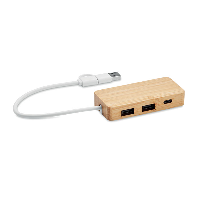 Hub USB in bamboo a 3 porte - Lozza