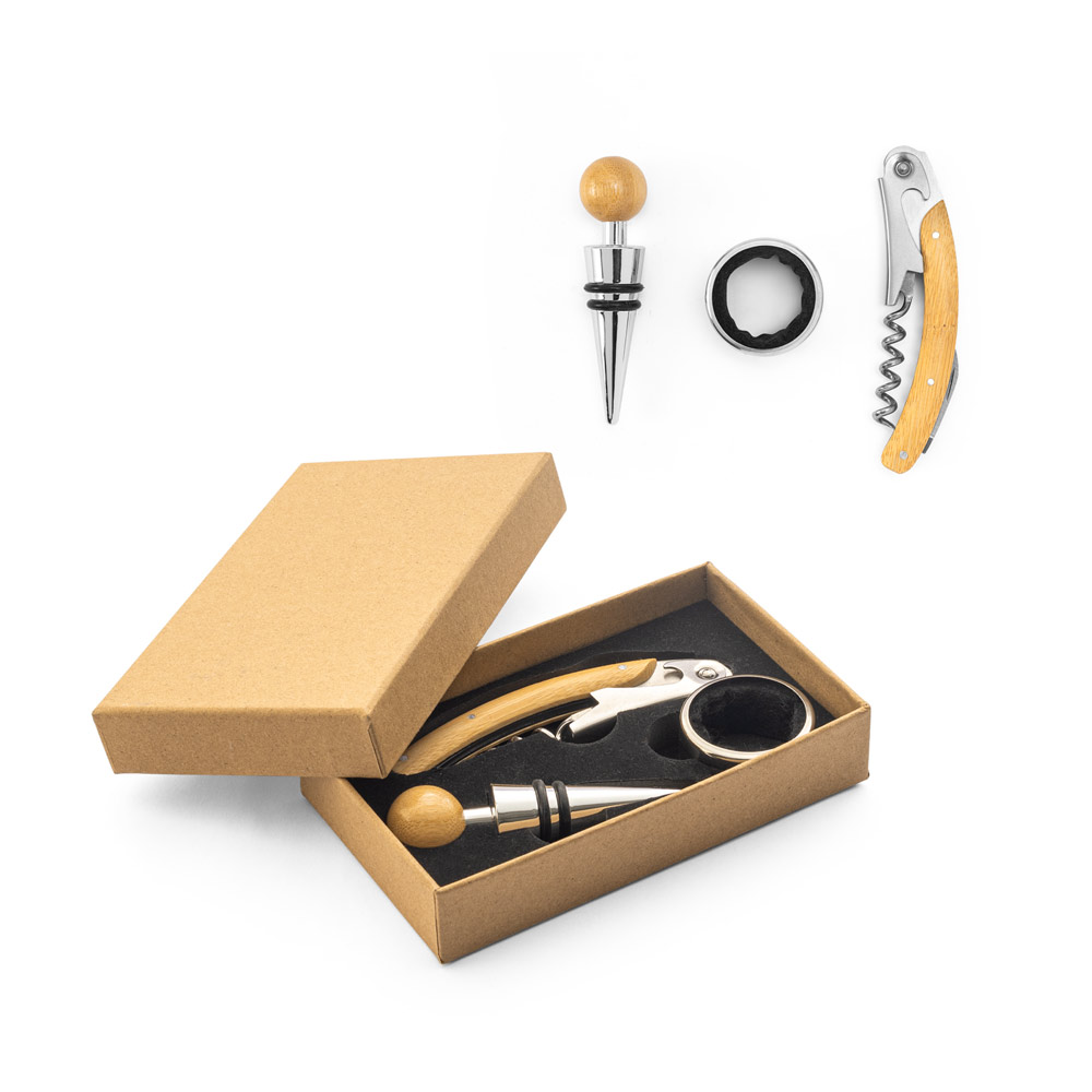 SAVORY. Set da vino in bambù e acciaio inox