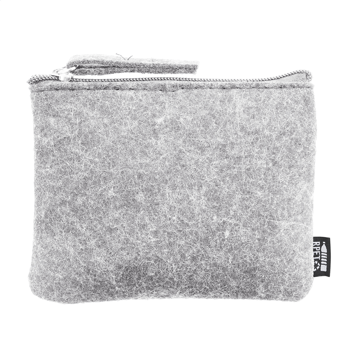 Portamonete con zip Refelt Money in feltro RPET con il tuo logo stampato con logo