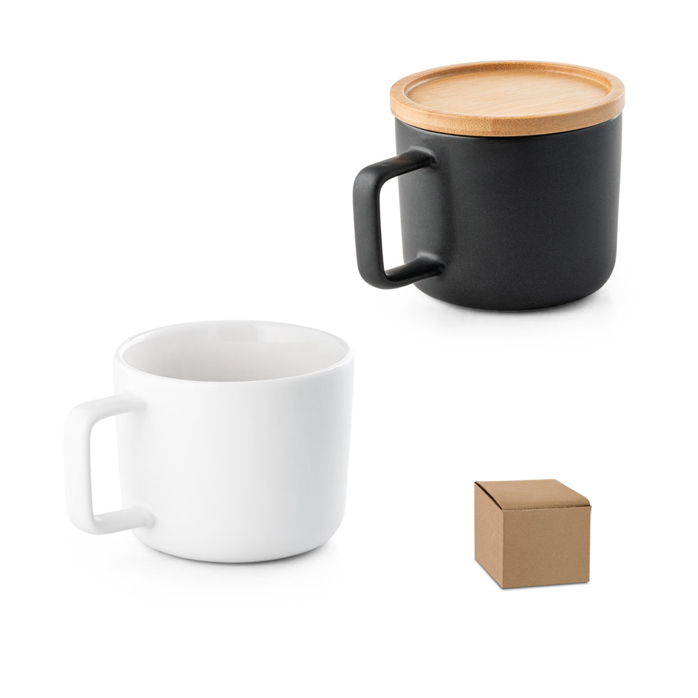 Tazza in ceramica con coperchio e base in bambù 220ml - Castelbuono