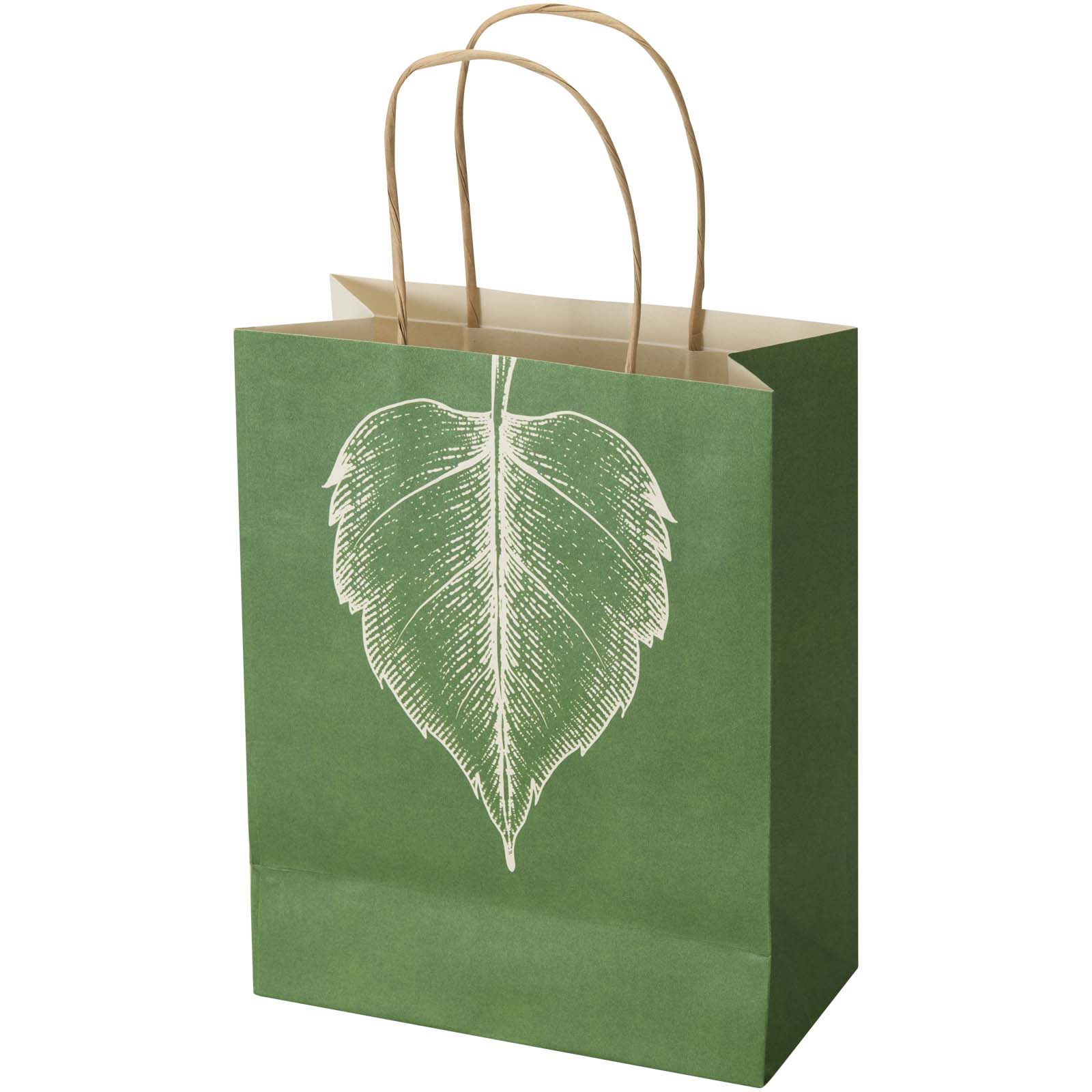 Shopper in carta da scarti agricoli 150 g/m² con logo, 18 x 9 x 23 cm stampato con logo