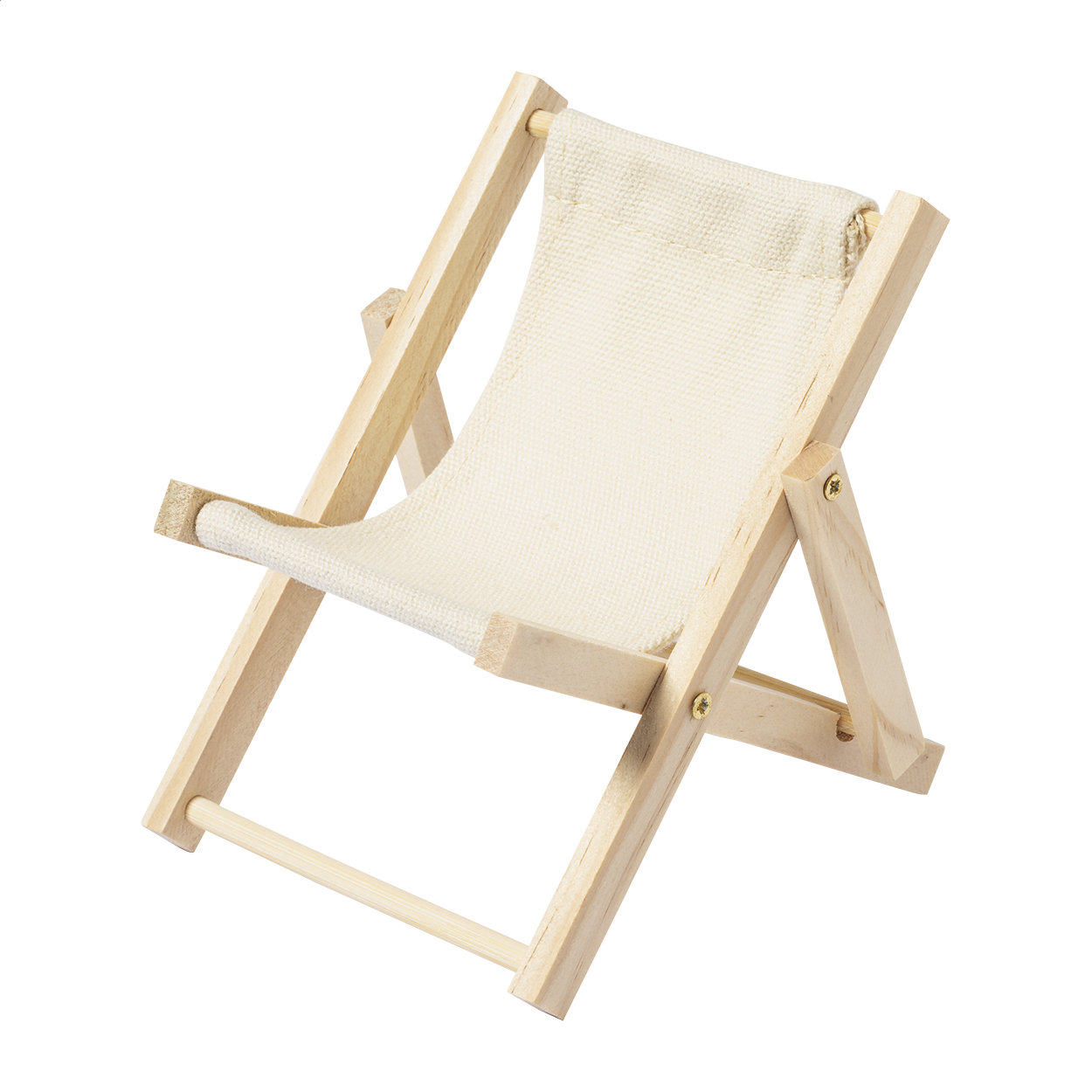 Porta cellulare Modek a forma di sdraio in legno e cotone con logo stampato con logo