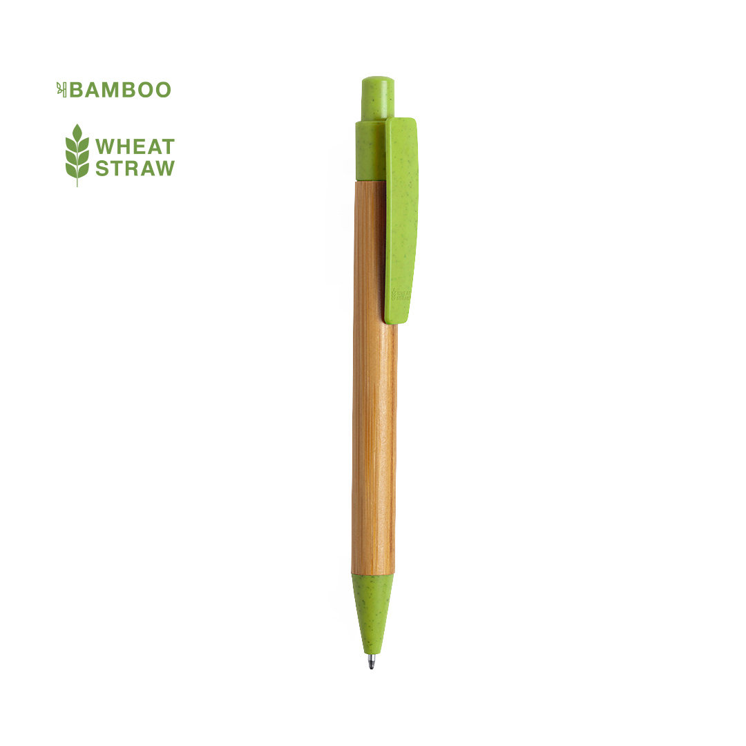 Penna a Sfera di Bambù Linea Natura con Accessori di Paglia di Grano - Castegnato