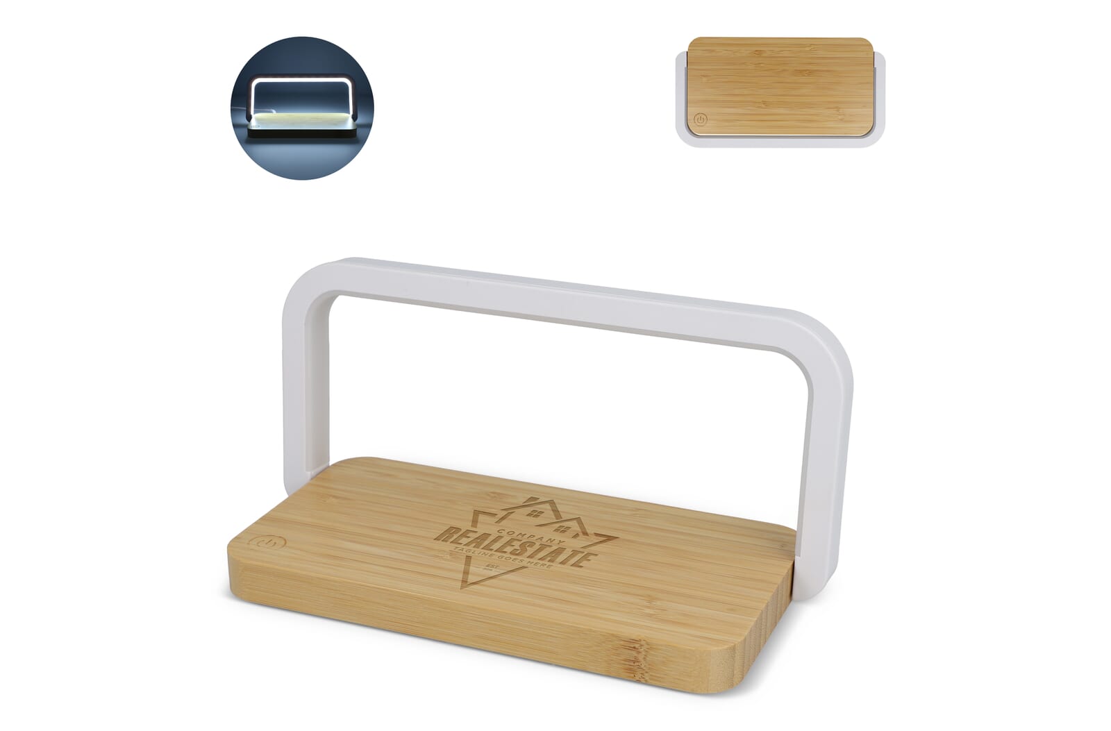 Caricabatterie Wireless in Bambù con Lampada LED Dimmerabile - Mantello