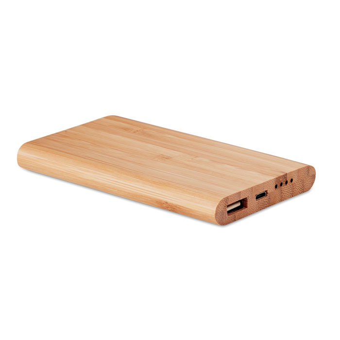 Power Bank con Casing di Bambù da 4000mAh con Cavo USB e Connettore di Tipo C - Tremosine