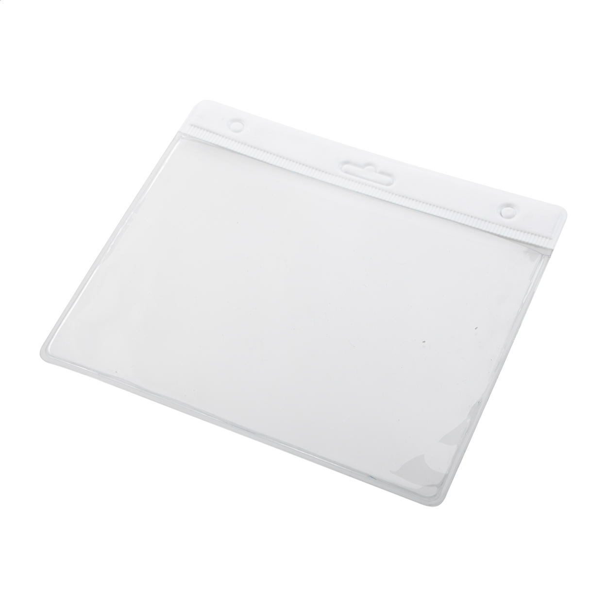 Portabadge Bahhol in PVC trasparente con intestazione colorata e logo stampato con logo