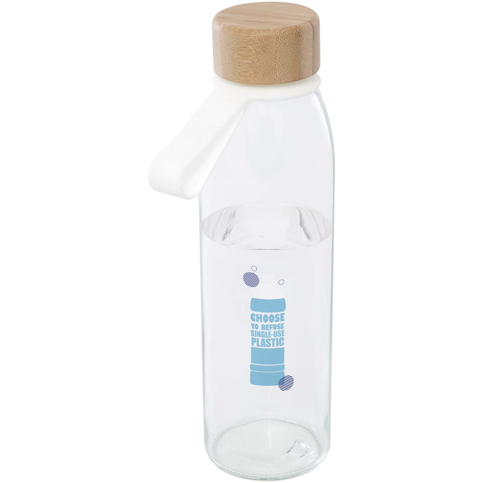 Bottiglia d'Acqua in Vetro Ecolux con Manico in Silicone - Villa di Serio stampato con logo