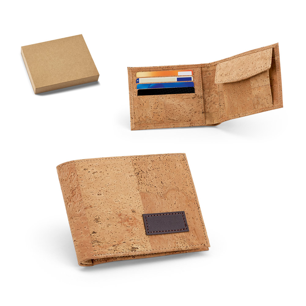 Portafoglio in sughero con portamonete e fessure per carte di credito - Castelluccio Superiore