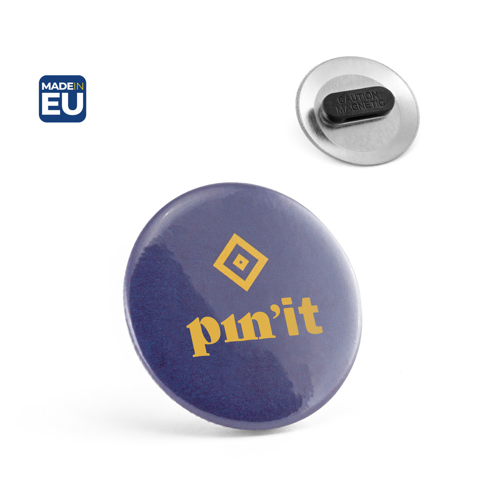 Spilla Button P'IN 8 con doppia chiusura magnetica personalizzata, ø50 mm